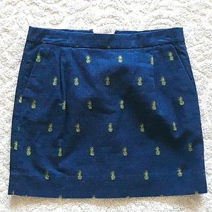NWOT J. Crew Pineapple Mini Skirt, Blue